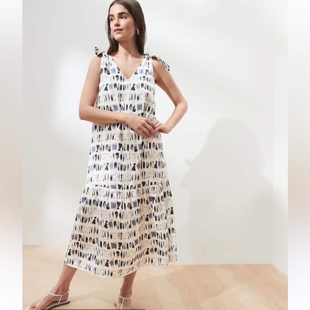 Banana Republic Tie-shoulder Drop Waist Midi Dress Size XS